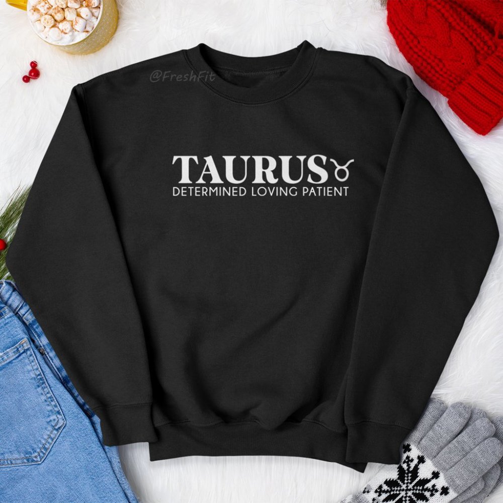 🆕Taurus Zodiac Personality Black Fleece Crew Sweatshirt